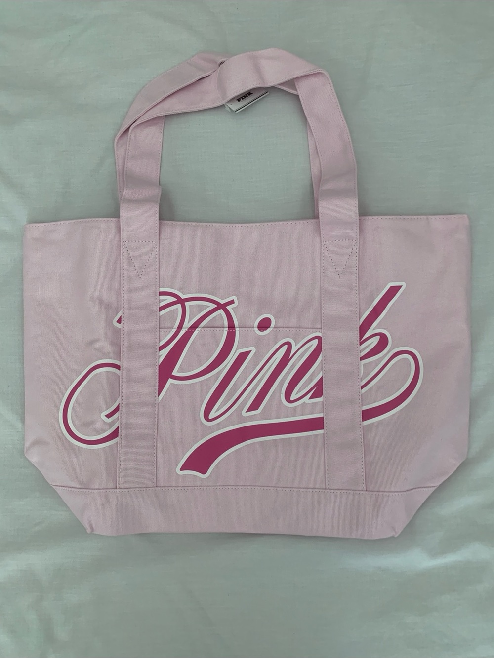 PINK VS Canvas Tote Bag Pink Gossip White Top Zip OS NWT